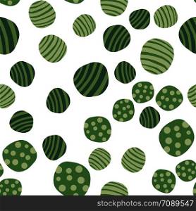 Hand drawn green stones wallpaper. Pebble seamless pattern. Abstract geometric dotted texture background. Vector illustration. Abstract pebble seamless pattern. Hand drawn stones wallpaper.