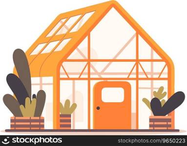 Hand Drawn Greenhouse building for cultivation in flat style isolated on background