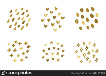 hand drawn group of gold polka dots for greeting card minimalist style decoration