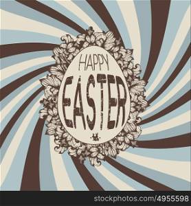 Hand Drawn Grunge Sketch Vintage Floral Vector Easter Egg