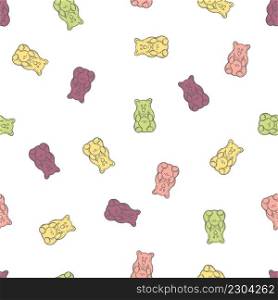 Hand-drawn gummy bears. Jelly-chewing colored candies. Vector  seamless pattern. . Gummy bears. Vector   pattern. 
