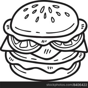 Hand Drawn hamburger illustration in doodle style isolated on background