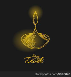 Hand drawn happy diwali design banner 02 Vector Image