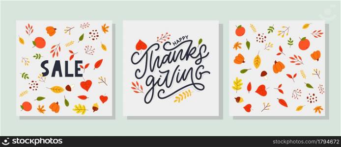Hand drawn Happy Thanksgiving lettering typography poster. Celebration quotation for card, postcard, event icon logo or badge. Vector vintage autumn calligraphy. Grey Lettering. Hand drawn Happy Thanksgiving lettering typography poster. Celebration quotation for card, postcard, event icon logo or badge. Vector vintage autumn calligraphy. Grey Lettering with red maple leaves