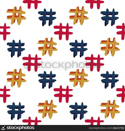Hand drawn Hashtag icon seamless pattern on white background. Vector illustration. Hand drawn Hashtag icon seamless pattern on white background.