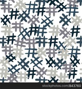 Hand drawn Hashtag icon seamless pattern. Simple style background on white background. Vector illustration. Hand drawn Hashtag icon seamless pattern. Simple style