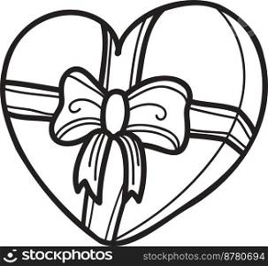 Hand Drawn heart shape gift box illustration isolated on background
