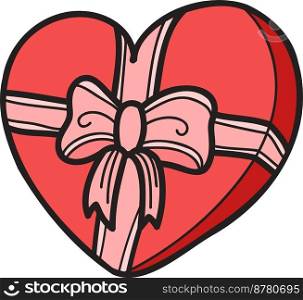 Hand Drawn heart shape gift box illustration isolated on background