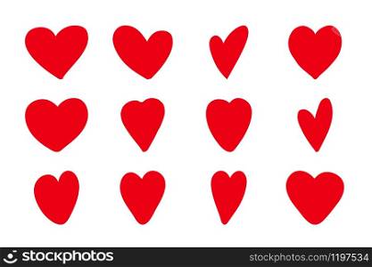 Hand drawn hearts icon set. Vector illustration painted elements romantic relationship heart shapes. Handdrawn love sketch in minimalism stile. Hand drawn hearts icon set. Vector illustration painted elements romantic relationship heart shapes. Handdrawn love sketch