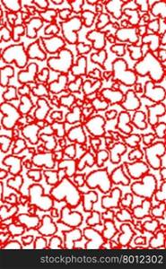 Hand drawn hearts seamless pattern, red thin line