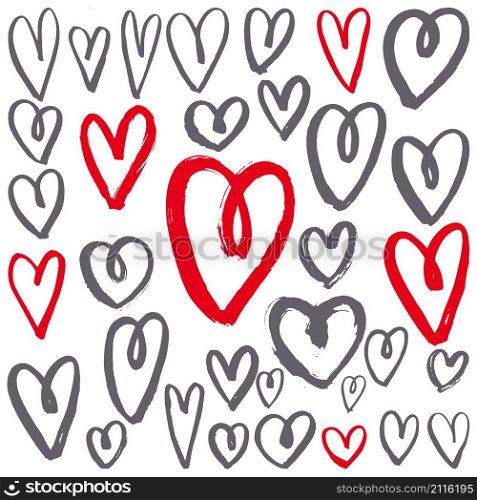 Hand-drawn hearts set. Vector sketch illustration.. Hand-drawn hearts set. Vector illustration.