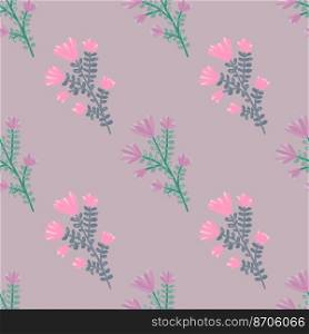 Hand drawn herbal seamless pattern. Freehand organic background. Decorative forest flower endless wallpaper. Design for fabric, textile print, wrapping, cover. Vector illustration.. Hand drawn herbal seamless pattern. Freehand organic background. Decorative forest flower endless wallpaper