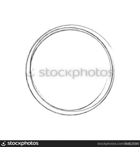 Hand drawn highlight circle sketch frame. Rounds scribble line circle. Doodle circular design element. Flat vector illustration isolated on white background.. Hand drawn highlight circle sketch frame. Flat vector illustration isolated on white