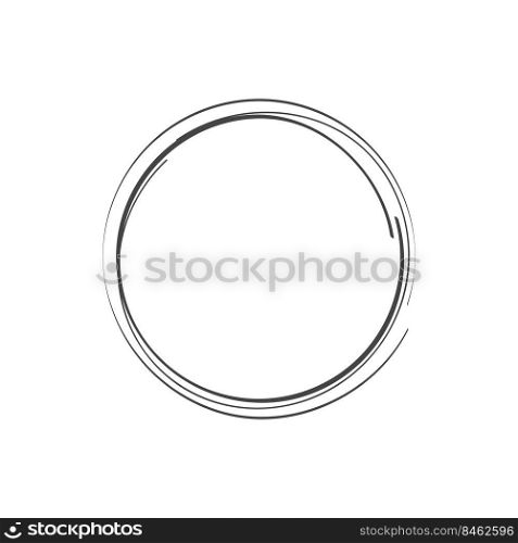 Hand drawn highlight circle sketch frame. Rounds scribble line circle. Doodle circular design element. Flat vector illustration isolated on white background.. Hand drawn highlight circle sketch frame. Flat vector illustration isolated on white