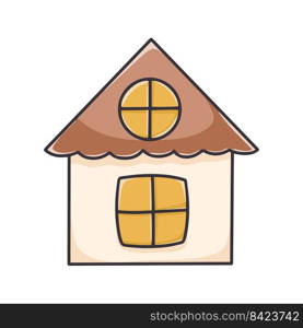 Hand drawn house cartoon clipart. Home isolated vector illustration. Residential simple building. Hand drawn house cartoon clipart