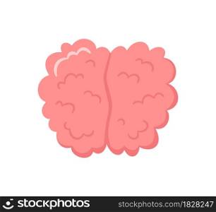 Hand drawn human brain front view. Symbol of mind. Vector cartoon illustration isolated on white background.. Hand drawn human brain front view. Symbol of mind. Vector cartoon illustration isolated on white background