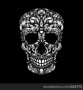 Hand Drawn Human Skull Made floral shapes. Design element for poster, t shirt. Vector illustration