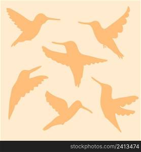 Hand drawn hummingbirds silhouette pattern. Perfect for T-shirt, poster, greeting card and print. Doodle vector illustration for decor and design.