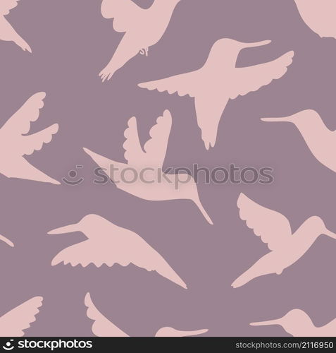 Hand drawn hummingbirds silhouette seamless pattern. Perfect for T-shirt, textile and print. Doodle vector illustration for decor and design.