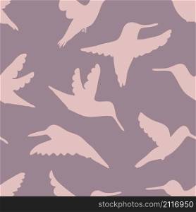 Hand drawn hummingbirds silhouette seamless pattern. Perfect for T-shirt, textile and print. Doodle vector illustration for decor and design.