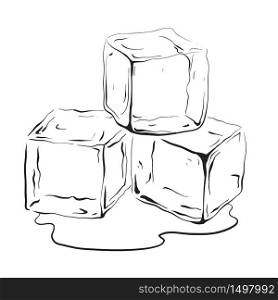 Hand drawn ice cubes. Black and white vector illustration for your creativity. Hand drawn ice cubes.