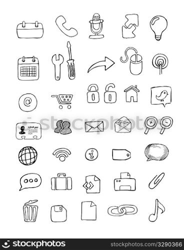 Hand drawn Icons without frames.