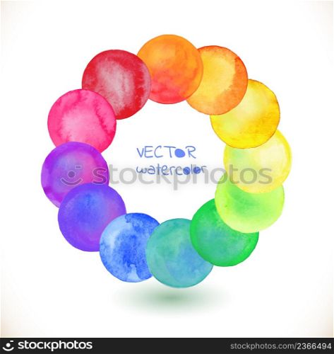 Hand drawn illustration. Abstract watercolor vector rainbow gradient background.. Watercolor rainbow frame.