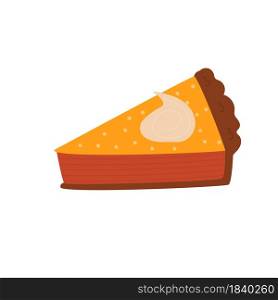 Hand drawn illustration of a pumpkin pie. Vector image in a modern flat style. Hand drawn illustration of a pumpkin slice pie