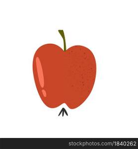 Hand drawn illustration of a red apple with textured effect. Vector image in a flat style. Hand drawn illustration of a red apple with textured effect