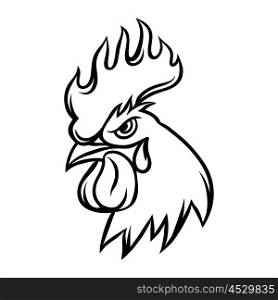 Hand drawn illustration of black rooster on white background. Hand drawn illustration of black rooster on white background.