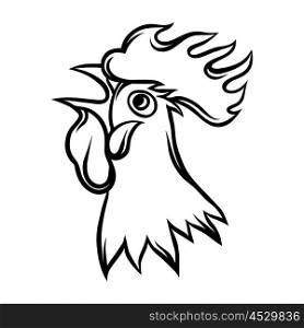 Hand drawn illustration of black rooster on white background. Hand drawn illustration of black rooster on white background.
