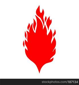 Hand drawn illustration of fire on white background. Design element for logo, label, emblem, sign, poster, t shirt. Vector image
