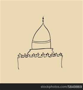 Hand drawn images of islamic worship places for holiday design
