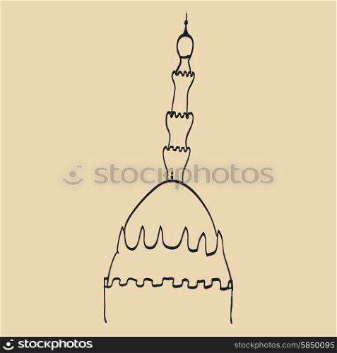 Hand drawn images of islamic worship places for holiday design