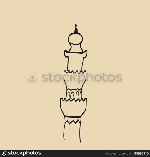 Hand drawn images of islamic worship places for holiday design