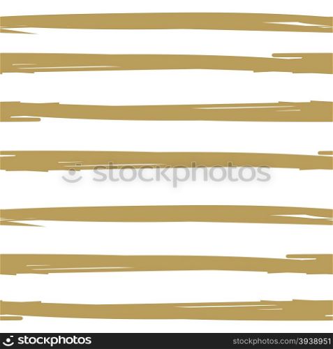 Hand drawn ink textured seamless striped background. White and gold colors vector vintage background. Scrapbooking, holiday cards, wallpaper, textile design.