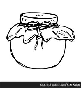 Hand drawn jar of jam or honey clipart Healthy natural organic product doodle