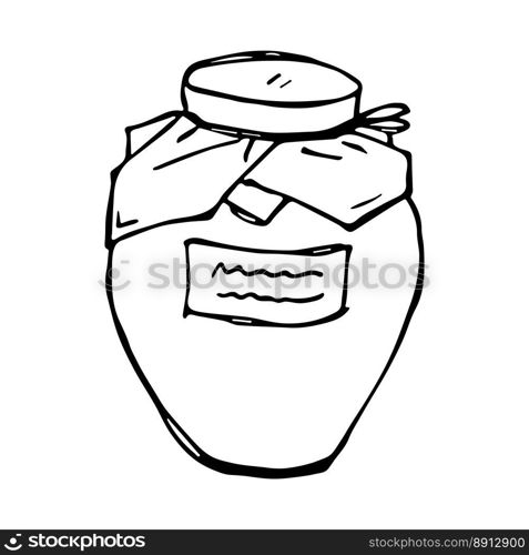 Hand drawn jar of jam or honey clipart Healthy natural organic product doodle