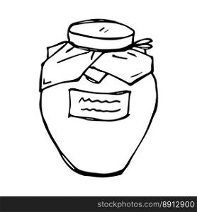 Hand drawn jar of jam or honey clipart Healthy natural organic product doodle