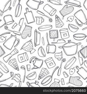 Hand drawn kitchenware. Vector  seamless pattern. Kitchenware. Vector  pattern
