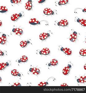 Hand drawn ladybug seamless pattern, vector