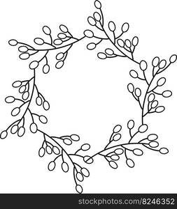 Hand Drawn leaf circle frame illustration isolated on background