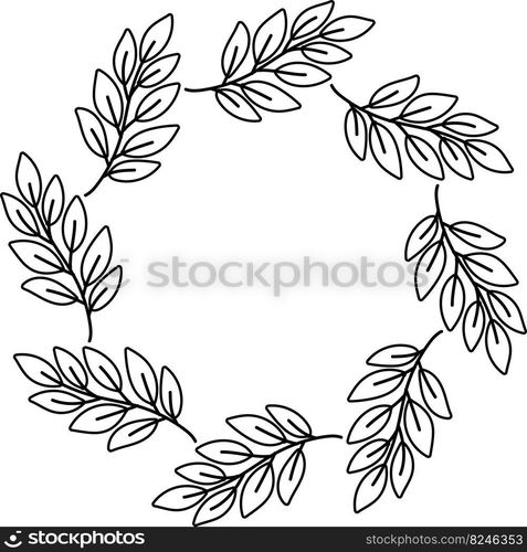 Hand Drawn leaf circle frame illustration isolated on background