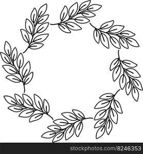 Hand Drawn leaf circle frame illustration isolated on background
