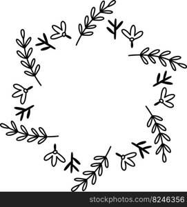 Hand Drawn leaf circle frame illustration isolated on background