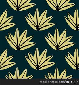 Hand drawn leaf fabric textile design on green background. Doodle leaves seamless pattern. Simple backdrop for book covers, wallpapers, design, graphic art, wrapping paper. Vector illustration. Hand drawn leaf fabric textile design on green background.