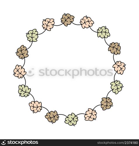Hand drawn leaves wreath isolated on white background. Perfect for party invitations, greeting cards and print. Floral vector illustration for decor and design.
