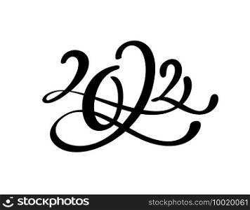 Hand drawn lettering calligraphy black number text 2022. Happy New Year greeting card. Vintage Christmas illustration design.. Hand drawn lettering calligraphy black number text 2022. Happy New Year greeting card. Vintage Christmas illustration design