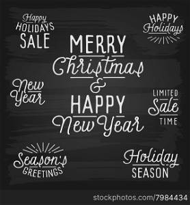 Hand drawn lettering slogans for Christmas and New Year. Vector illustration.
