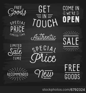 Hand drawn lettering slogans for retail. Vector illustration.